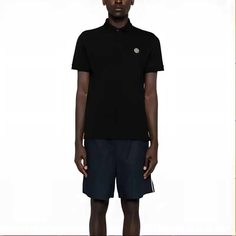STONE ISLAND Compass Logo embroidered Cotton Polo Shirt-1