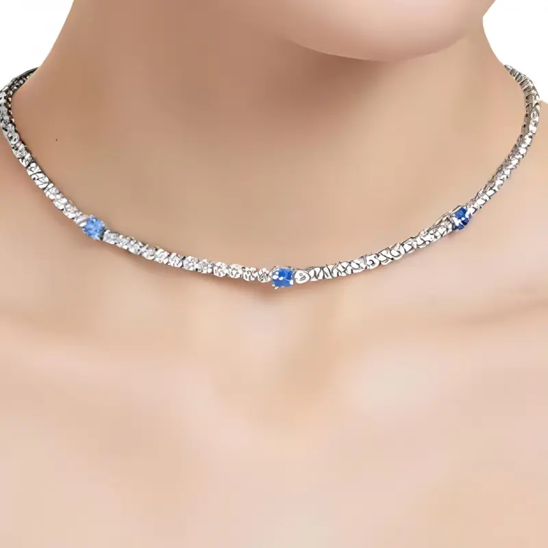 Swarovski Matrix Tennis Cubic Zircon White Gold-Plated Necklaces Women's Silver-4