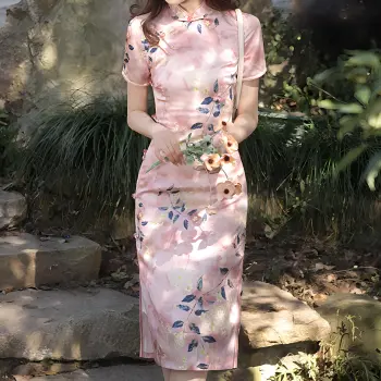 Red Colored Clothes Cheongsam Women's Moonlit Shadow