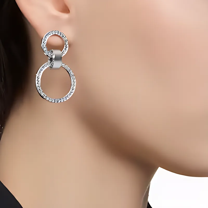 Swarovski Faux Crystal, Rhodium Plated Earrings Women's Silver-4
