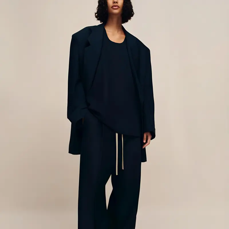 Fear Of God SS24 Season 8 Collection Wool Jacquard California Blazer Business Suit Women's Black-2