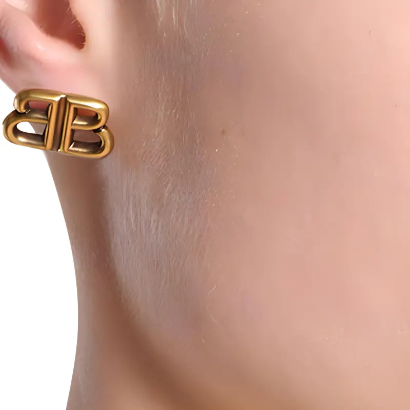 Balenciaga Zinc Alloy Earrings Women's Gold-3