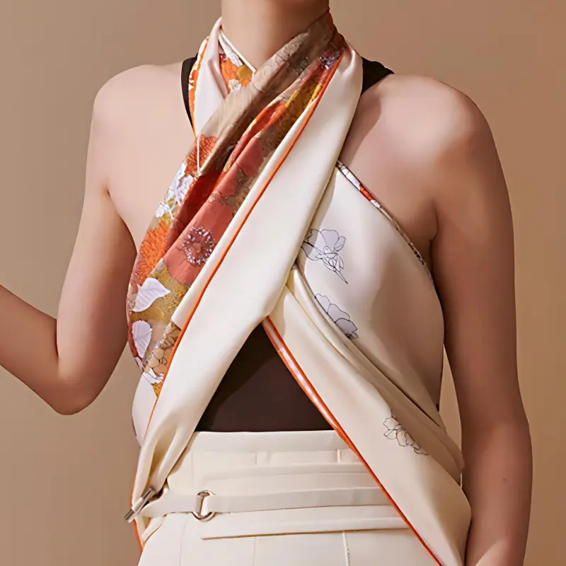 HERMES Silk Scarves Women's White-2