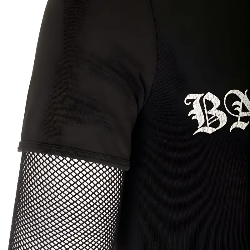 Balenciaga Mesh Sleeve Dress 'Faded Black/White'-4