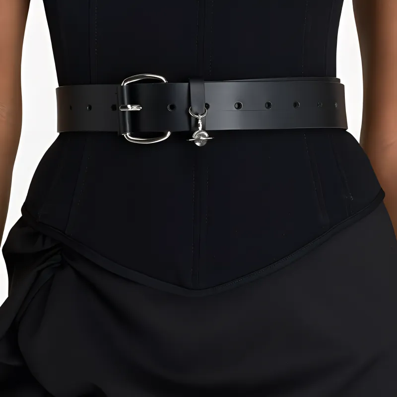 Vivienne Westwood Letter Logo Pin Buckle Leather Belts Men's Black-1