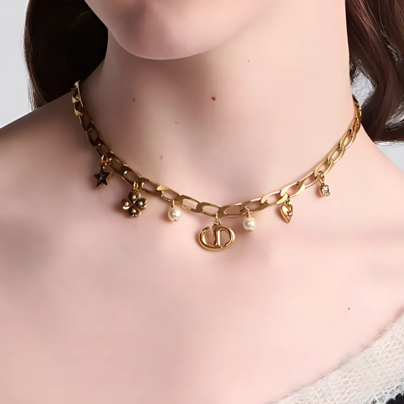 DIOR 2010s Logo charm Necklace-1
