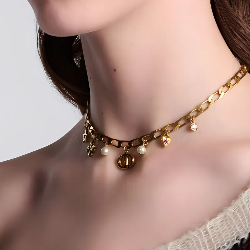 DIOR 2010s Logo charm Necklace-2