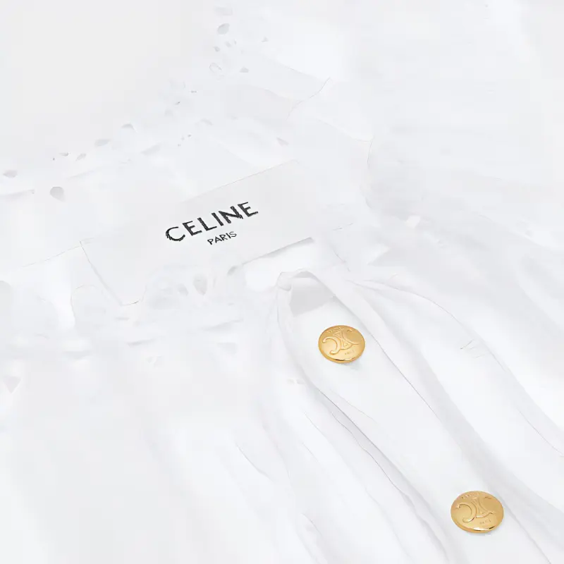 CELINE Embroidered Folk Dress In Cotton Muslin-2