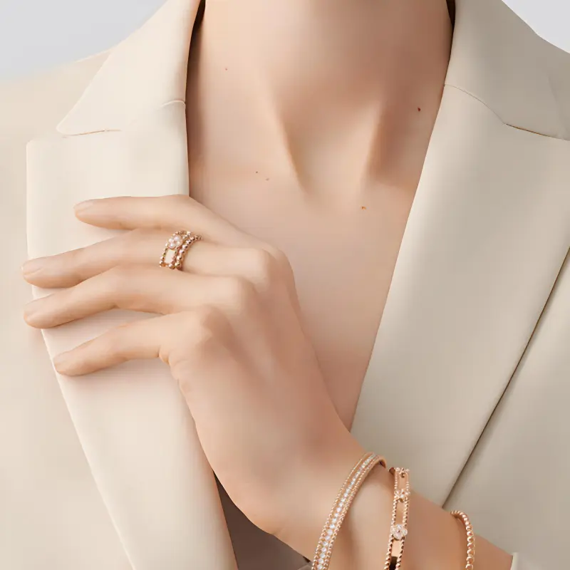 Van Cleef & Arpels Perlee Series 18K Rose Gold Rings Women's-7
