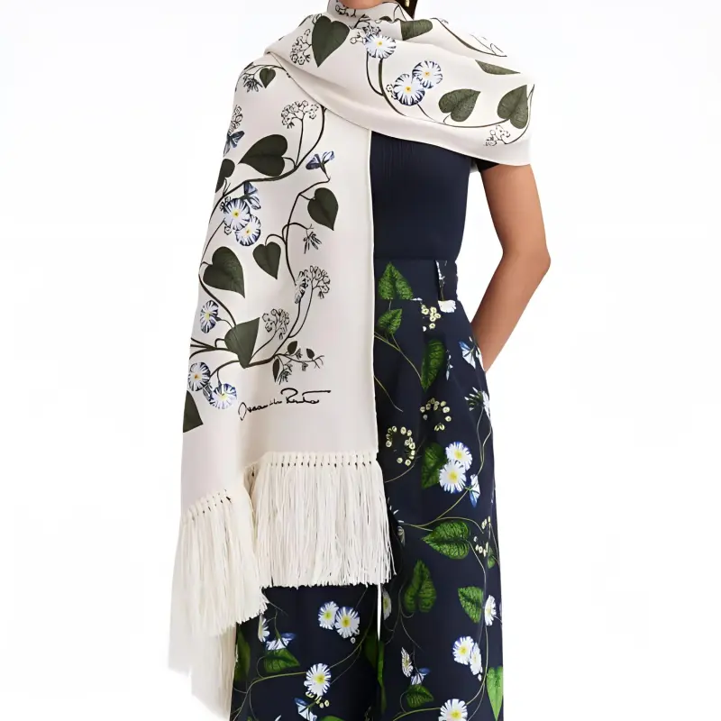 OSCAR DE LA RENTA Wool Knit Scarves Women's Ecru-2