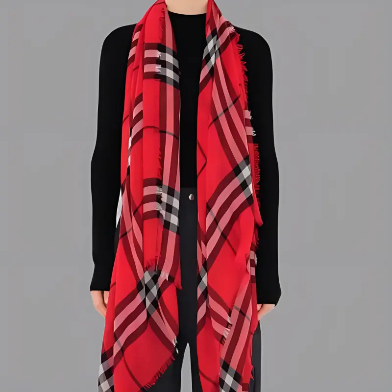 Burberry Checked Frayed Edge Scarf-3