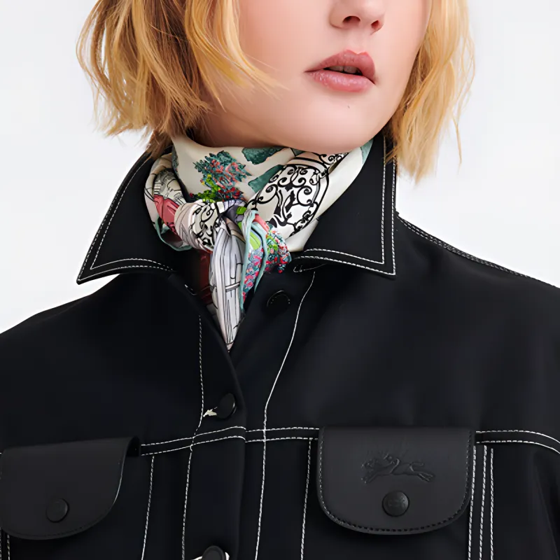 LONGCHAMP Jardin Parisien Silk Scarf-1