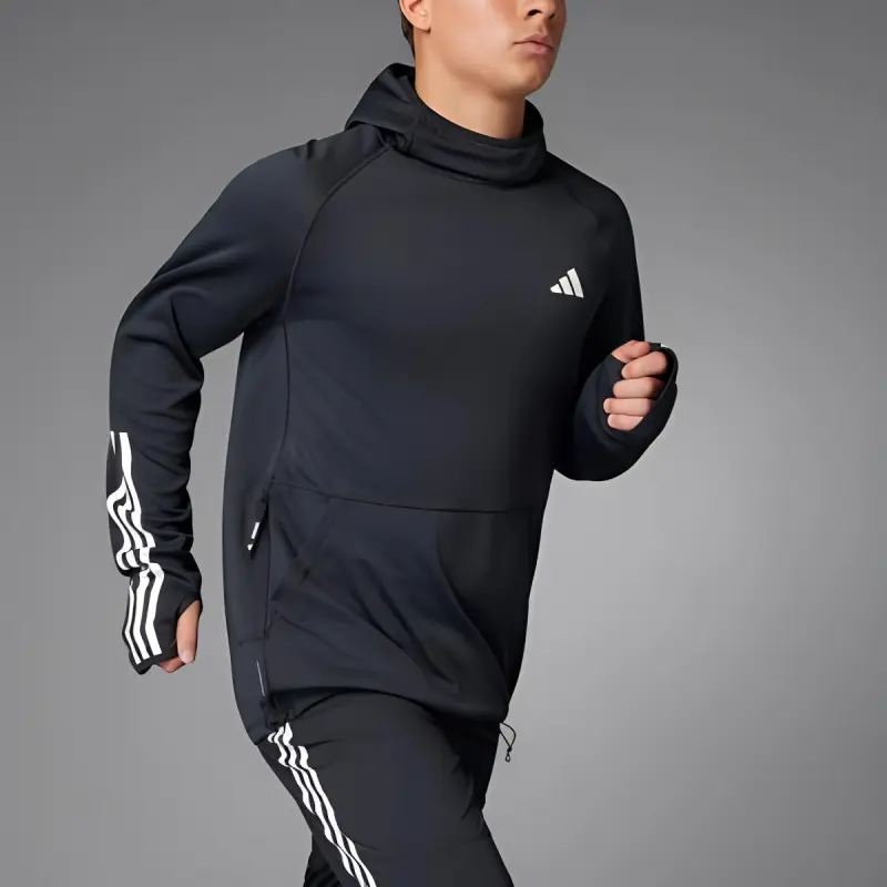 Adidas OWN THE RUN 3 STRIPES HOODIE Sweatshirt Men's Black-1