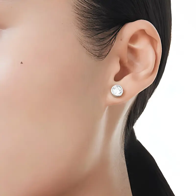 Swarovski Rhodium-Plated Stud Earrings Women's Silver-4
