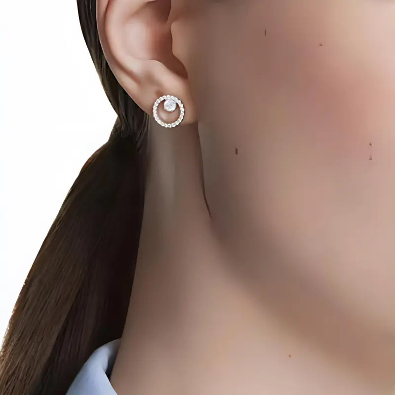Swarovski Synthetic Cubic Zirconia Stud Earrings Women's Rose Gold-4