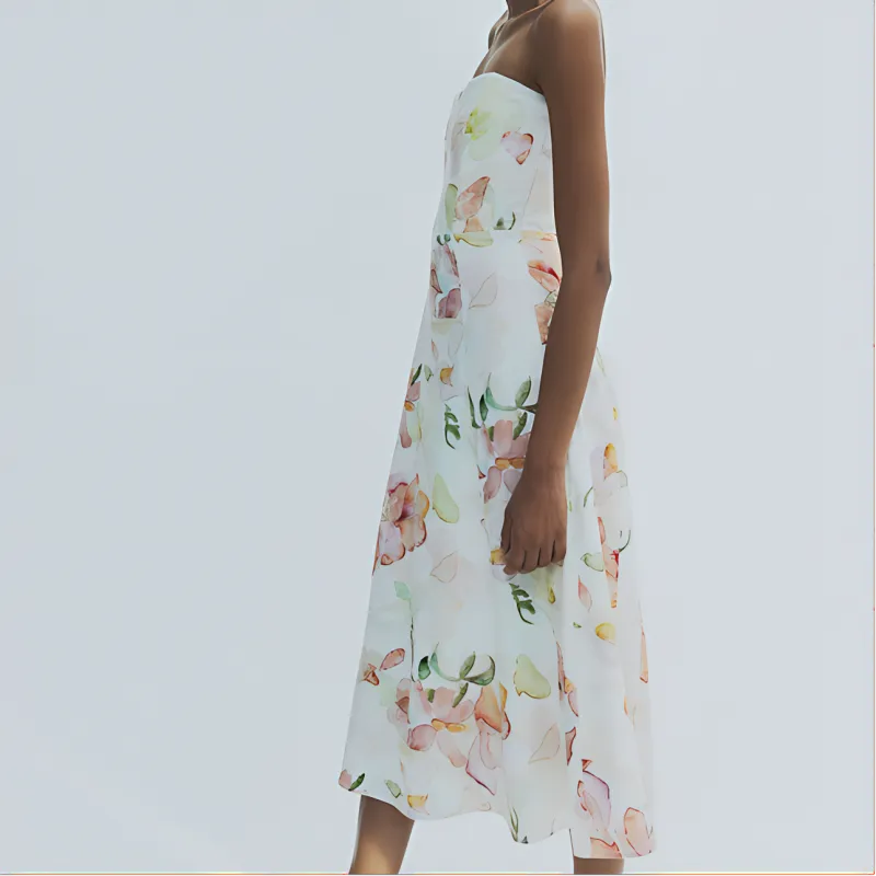 H&M Sleeveless Dress Women's White/Floral-2