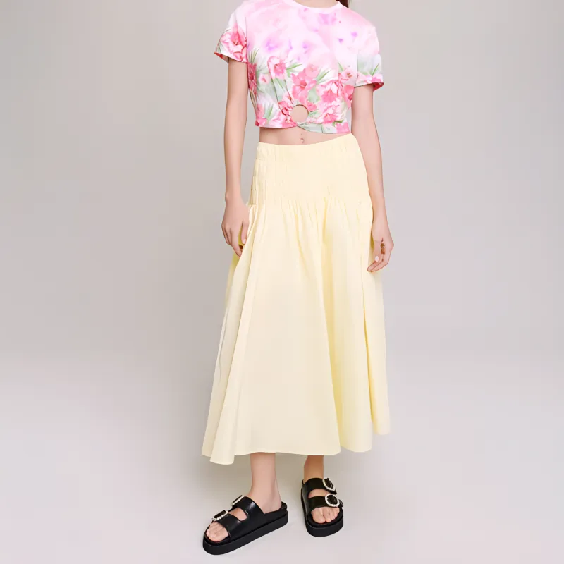 Maje SS23 Capsule Series Casual Long Skirts Women's Yellow-1