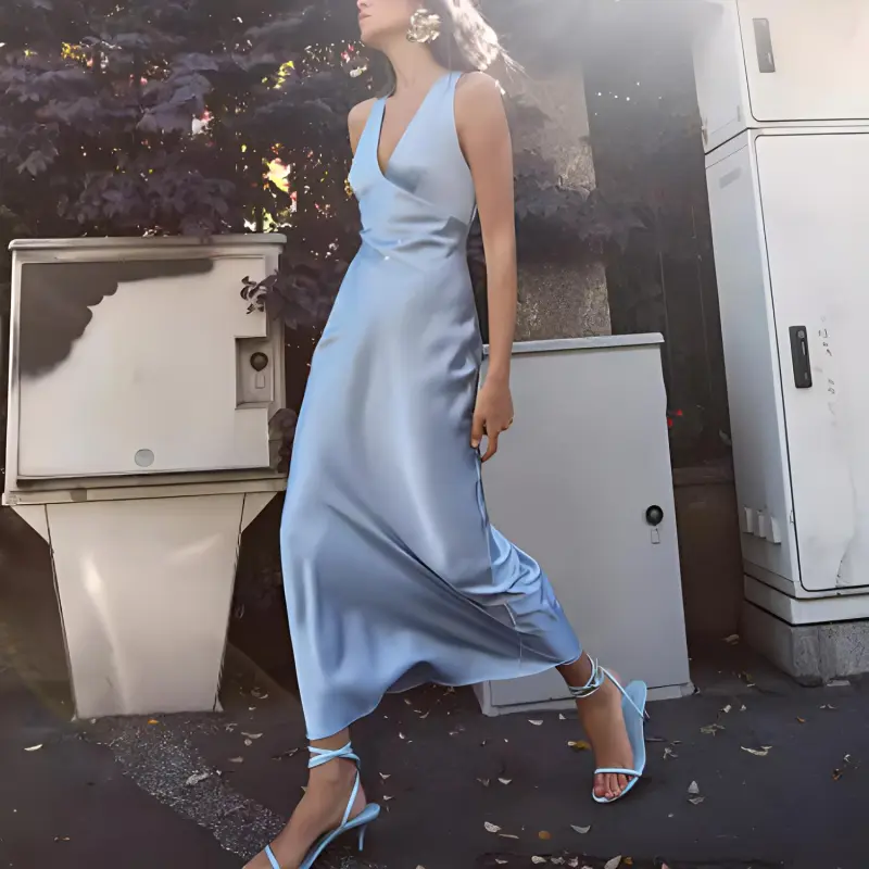 ZARA Sleeveless Dress Women's Sky Blue-2