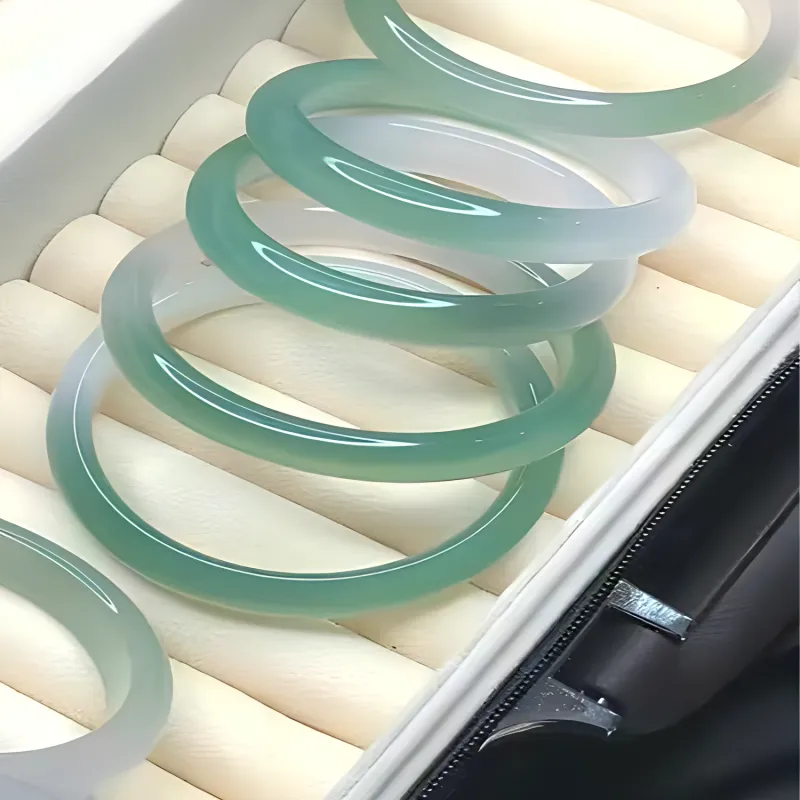 JUNWEN Chalcedony Jade Bangles Women's-3