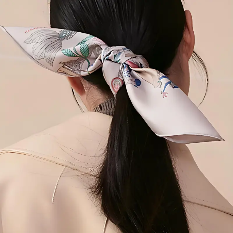 HERMES Silk Silk Scarves Women's Silver Gray-1