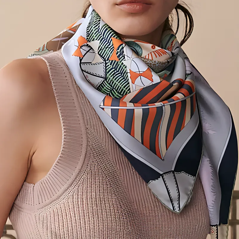 HERMES Mulberry Silk Silk Scarves Women's Multicolor-1