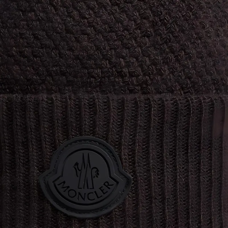 Moncler Virgin Wool Beanies Men's Brown-2