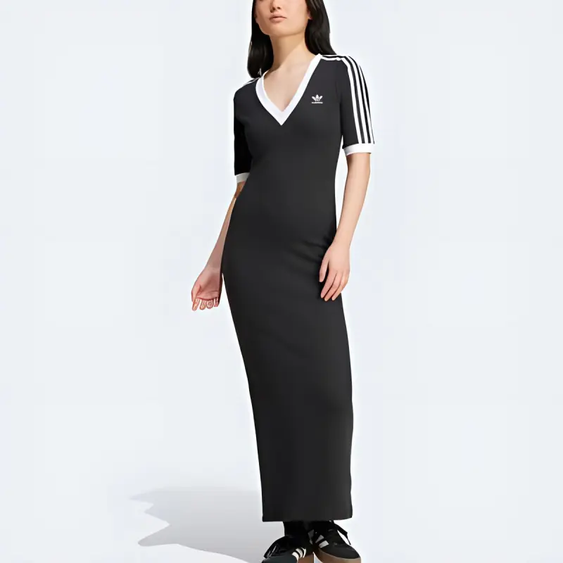 Adidas Originals Adicolor 3 Stripes Knit V Neck Dress-1
