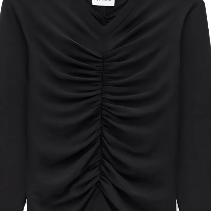 SAINT LAURENT V-Neck Ruched Jumper-2