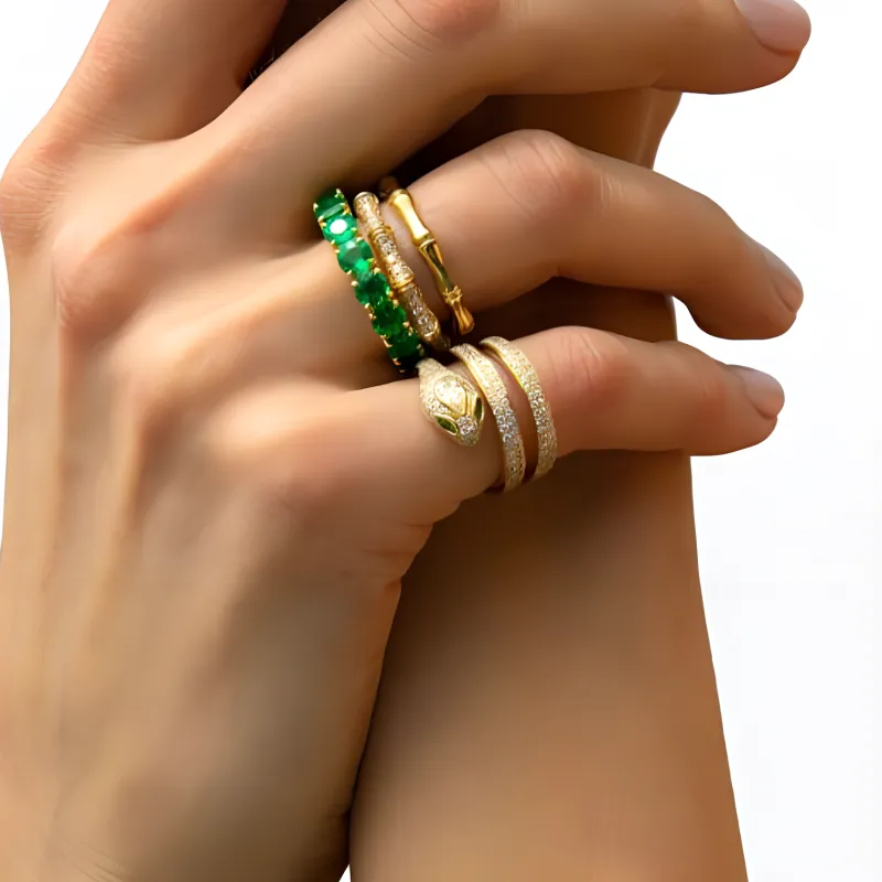 Anita Ko 18kt Yellow Gold Snake Coil Diamond And Tsavorite Ring-2
