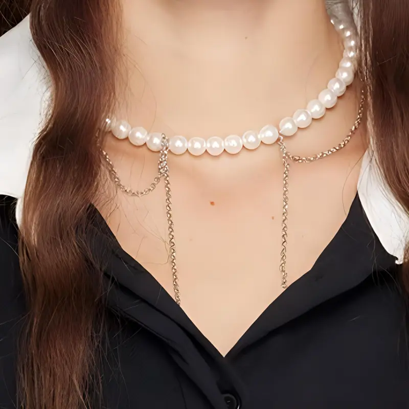 JUSTINE CLENQUET Artificial Pearl Necklaces Women's Silver-3
