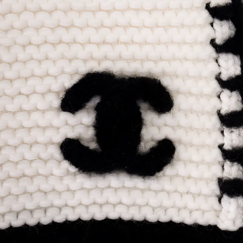 CHANEL Knit Scarves Women's White-2