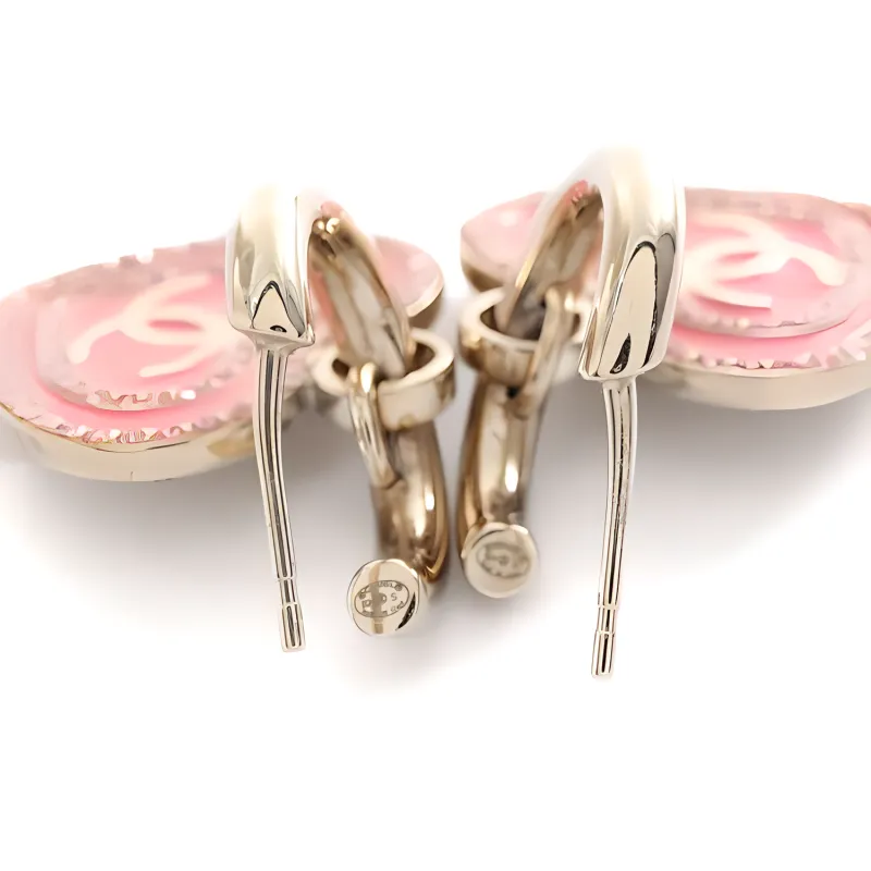 CHANEL 1986-1988 Cc Heart Hoop Earrings-2