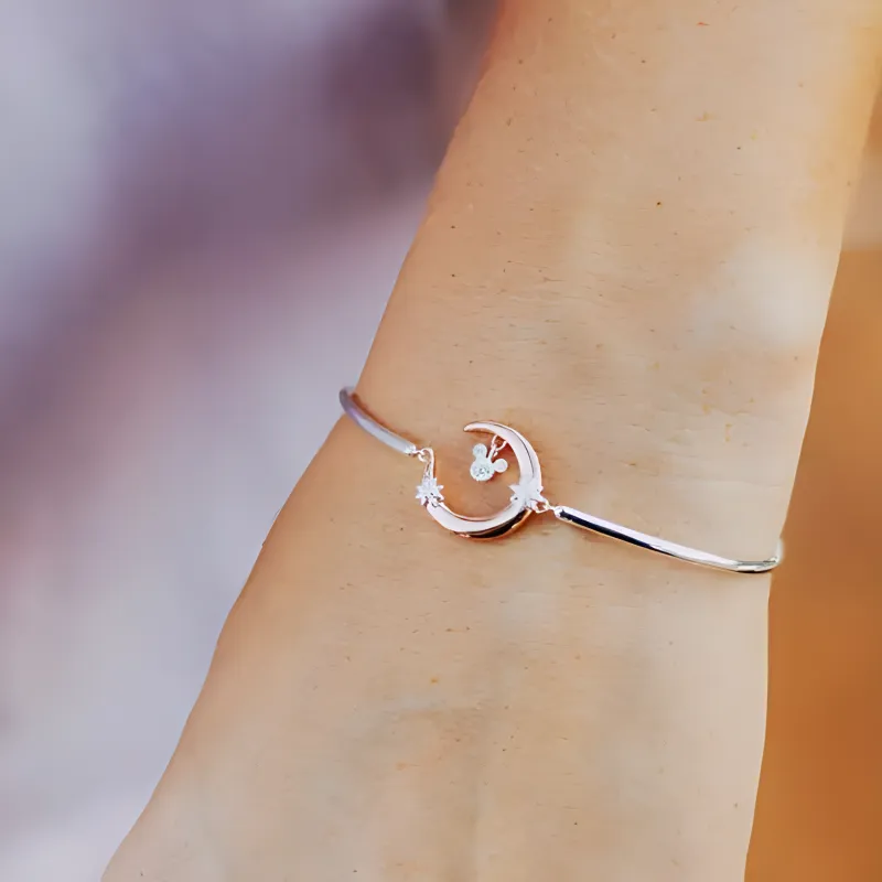 Disney Silver 18K Rose Gold Cubic Zirconia Bracelets Women's Silver-3