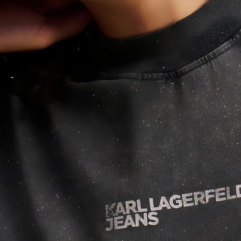 Karl Lagerfeld Jeans Glitter Logo T shirt-5