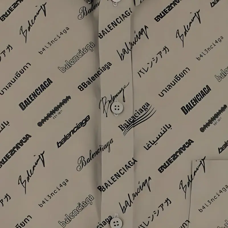 Balenciaga Allover Logo Print Long-Sleeved Shirt-7