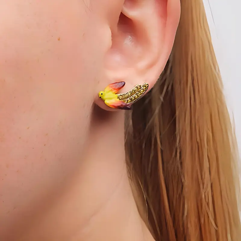 LES NEREIDES Gold Plated Stud Earrings Women's Yellow-2