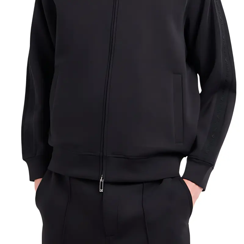 EMPORIO ARMANI Double jersey Full zip Sweatshirt With Embossed Logo Lettering Tape-5