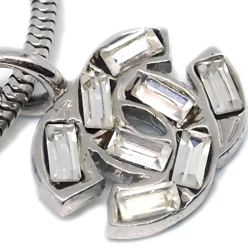 CHANEL 2001 Rhinestone embellished Cc Pendant Bracelet-2