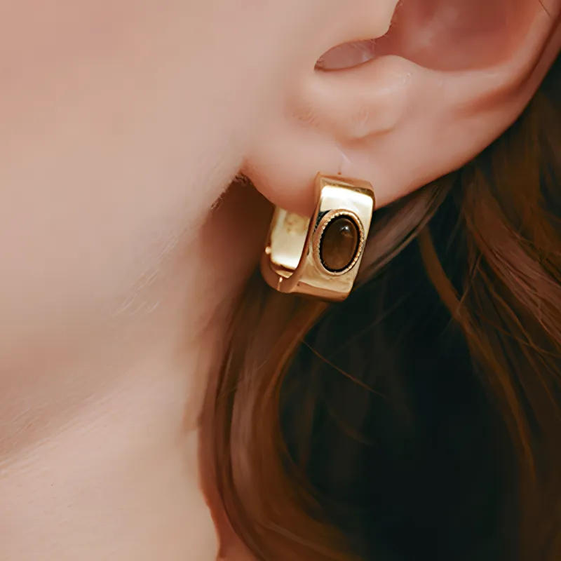 ZEGL Copper Plated 18K Gold Earrings Women's Gold-2