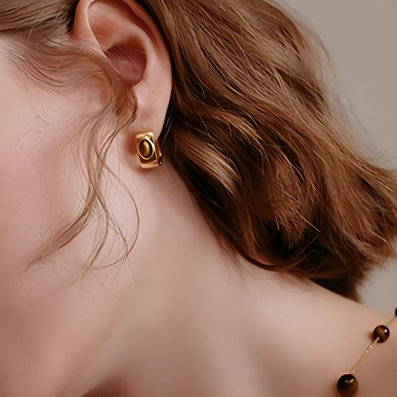 ZEGL Copper Plated 18K Gold Earrings Women's Gold-1