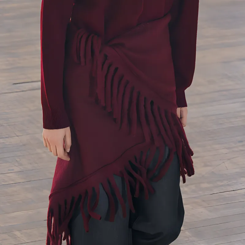 ZARA Acrylic Shawls Women's Red-2