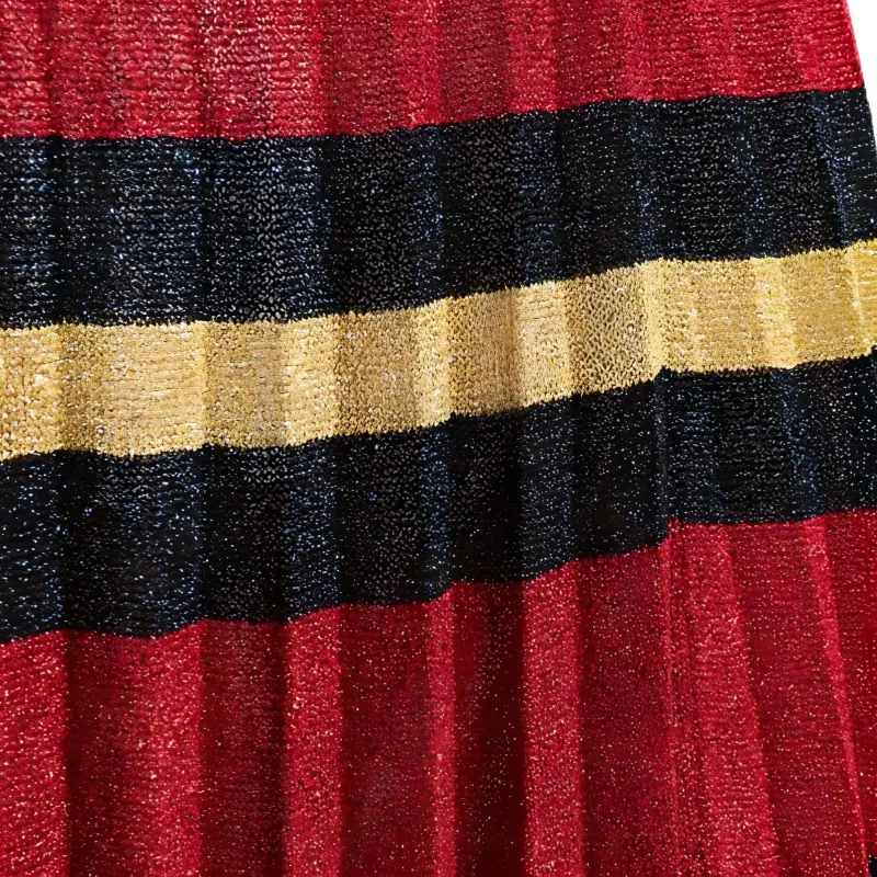 GUCCI Striped Pleated Midi Skirt-2
