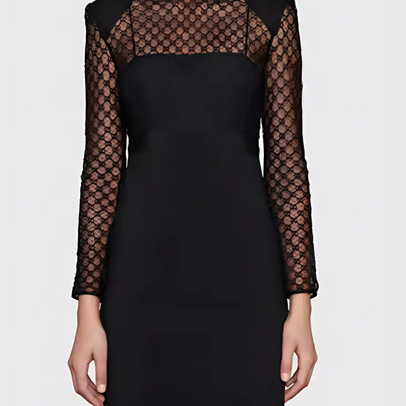 GUCCI Monogram Embroidered Tulle Midi Dress-4