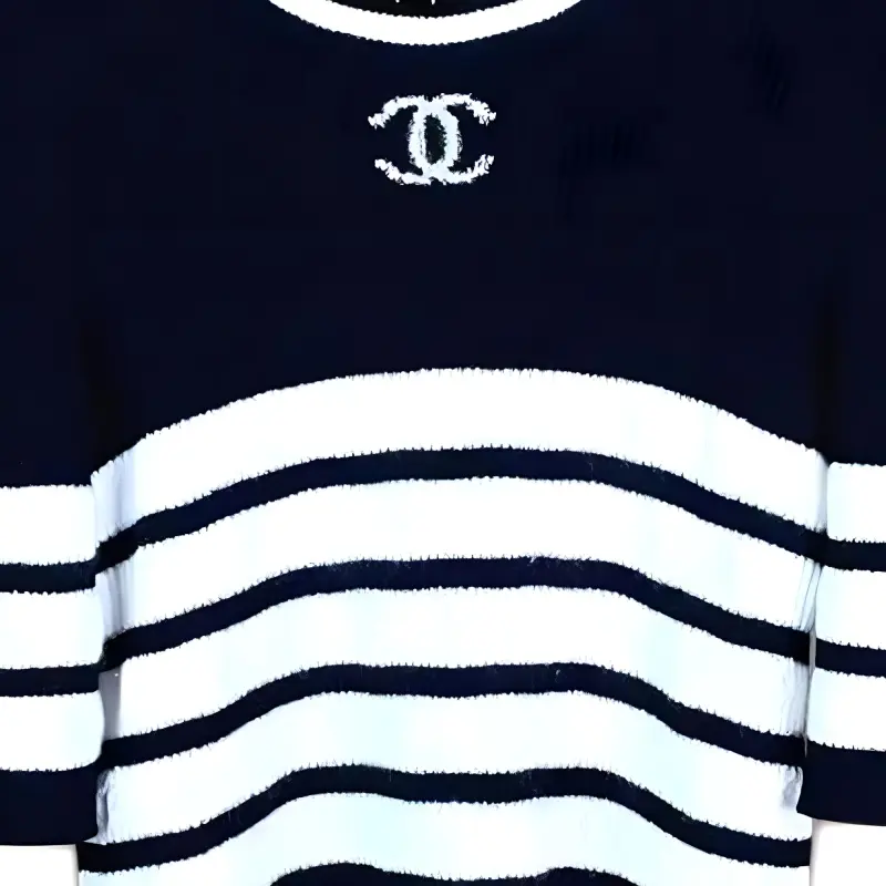CHANEL Regular T Shirt Women's Black White-1