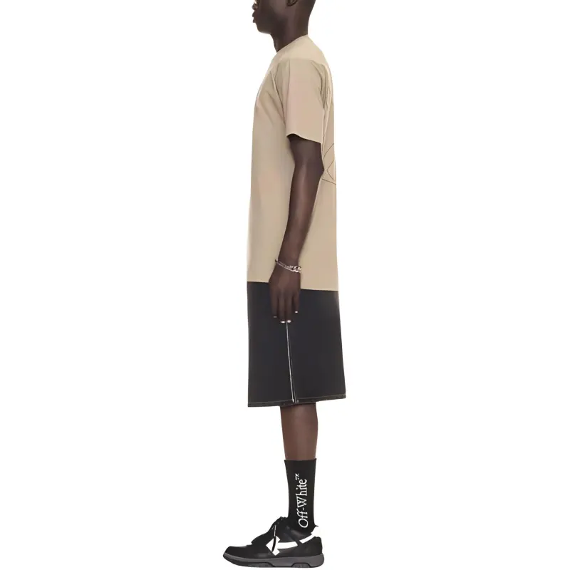 OFF WHITE Logo Embroidered Cotton T shirt-3