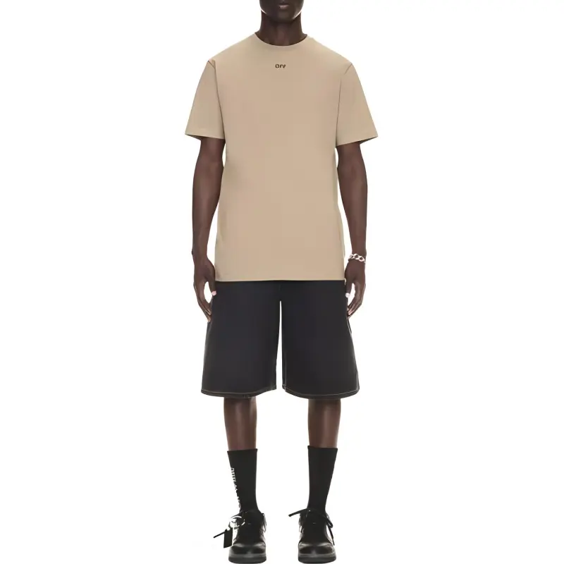 OFF WHITE Logo Embroidered Cotton T shirt-2