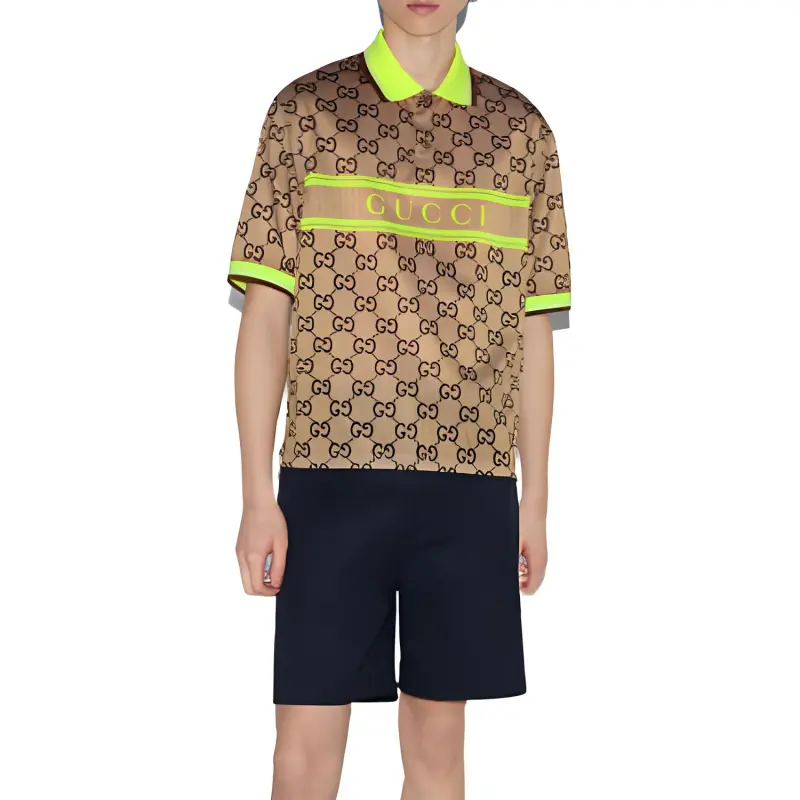 GUCCI Polyester Mesh Gg Print Polo-2
