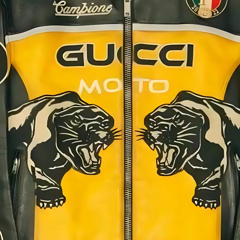 PALACE X GUCCI Embroideries And Patches Leather Jacket-4