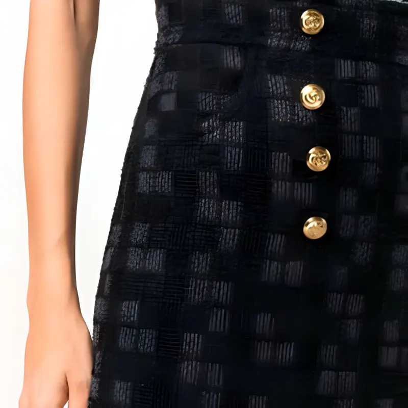 GUCCI Double-breasted Tweed Miniskirt-4