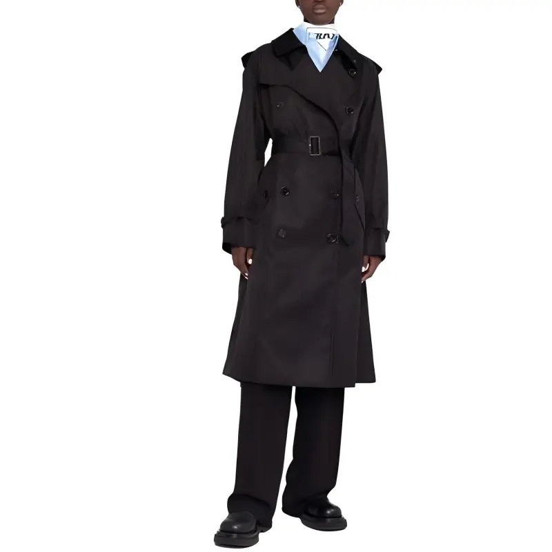 PRADA Double-Breasted Belted Long Sleeved Coat-2